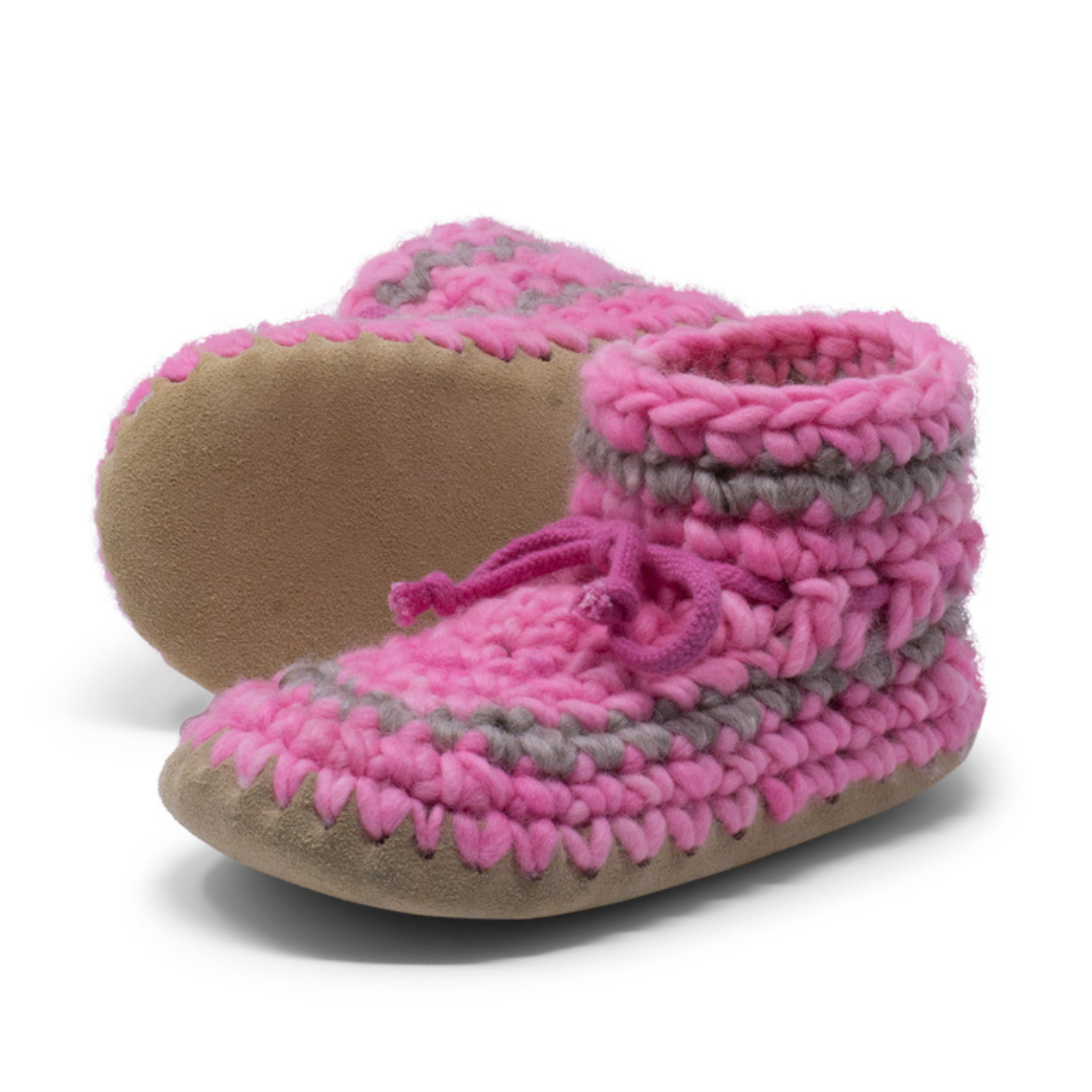 Youth Slipper (5 - 9 years) Pink With Stripe