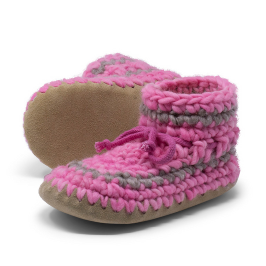 Youth Slipper (5 - 9 years) Pink With Stripe