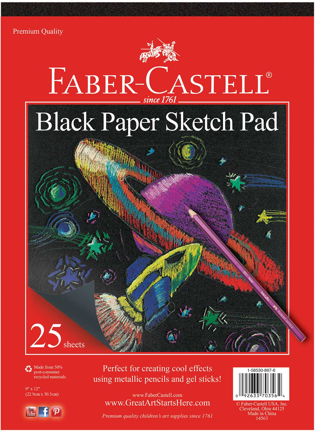Faber-Castell Black Paper Sketch Pad 9 x 12